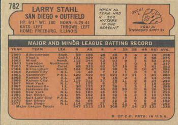 1972 Topps #782 Larry Stahl Back