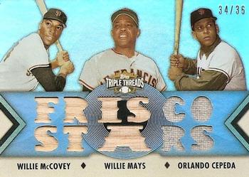 2012 Topps Triple Threads - Relic Combos #TTRC-34 Willie McCovey / Willie Mays / Orlando Cepeda Front