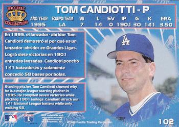 1996 Pacific Crown Collection #102 Tom Candiotti Back