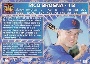 1996 Pacific Crown Collection #135 Rico Brogna Back