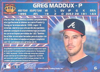 1996 Pacific Crown Collection #6 Greg Maddux Back