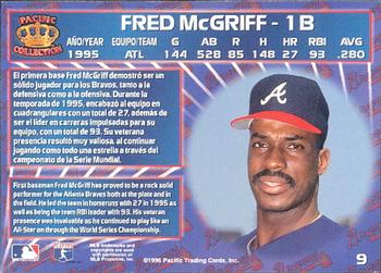 1996 Pacific Crown Collection #9 Fred McGriff Back