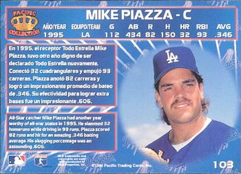 1996 Pacific Crown Collection #103 Mike Piazza Back