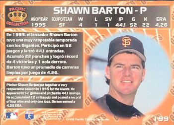 1996 Pacific Crown Collection #199 Shawn Barton Back