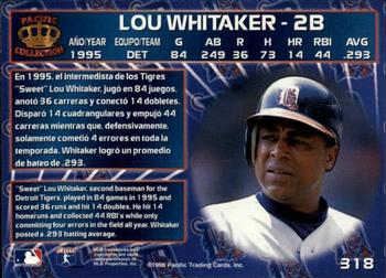 1996 Pacific Crown Collection #318 Lou Whitaker Back