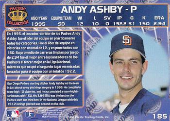1996 Pacific Crown Collection #185 Andy Ashby Back