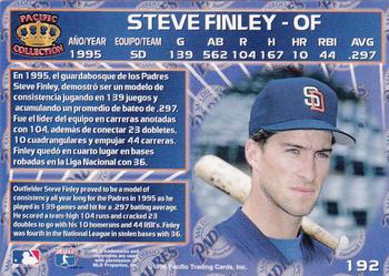 1996 Pacific Crown Collection #192 Steve Finley Back