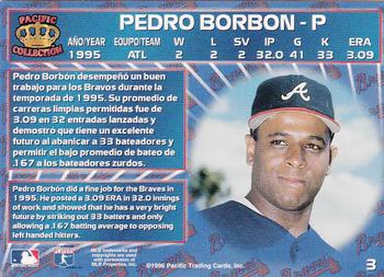 1996 Pacific Crown Collection #3 Pedro Borbon Back