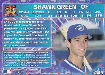 1996 Pacific Crown Collection #443 Shawn Green Back