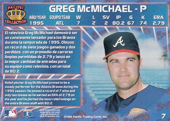 1996 Pacific Crown Collection #7 Greg McMichael Back
