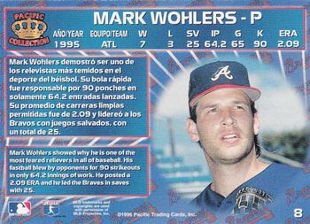 1996 Pacific Crown Collection #8 Mark Wohlers Back