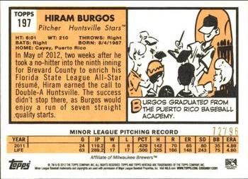 2012 Topps Heritage Minor League - Black #197 Hiram Burgos Back