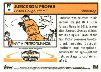 2012 Topps Heritage Minor League - Prospect Performers #PPJP Jurickson Profar Back