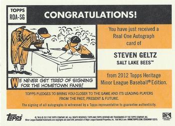 2012 Topps Heritage Minor League - Real One Autographs #ROA-SG Steven Geltz Back