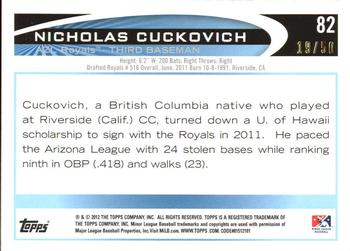 2012 Topps Pro Debut - Gold #82 Nicholas Cuckovich Back