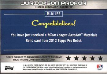 2012 Topps Pro Debut - Minor League Materials #MLM-JPR Jurickson Profar Back
