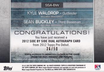 2012 Topps Pro Debut - Side By Side Dual Autographs #SSA-BW Kyle Waldrop / Sean Buckley Back