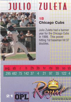 2000 Royal Rookies #21 Julio Zuleta Back
