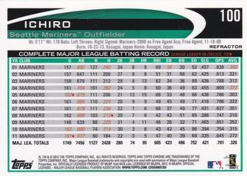 2012 Topps Chrome - Orange Refractors #100 Ichiro Suzuki Back