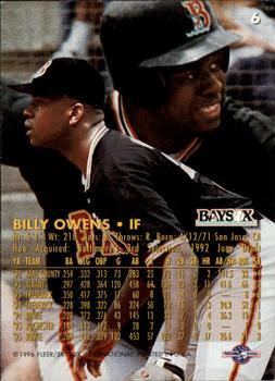 1996 Fleer Excel #6 Billy Owens Back