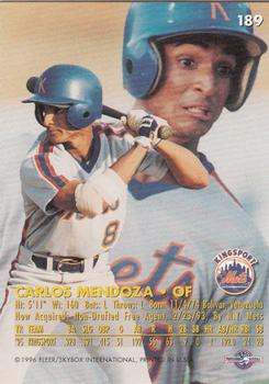 1996 Fleer Excel #189 Carlos Mendoza Back