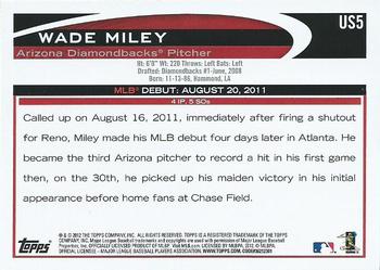 2012 Topps Update #US5 Wade Miley Back