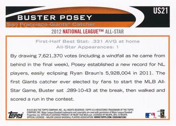 2012 Topps Update #US21 Buster Posey Back