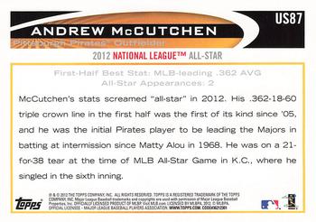 2012 Topps Update #US87 Andrew McCutchen Back