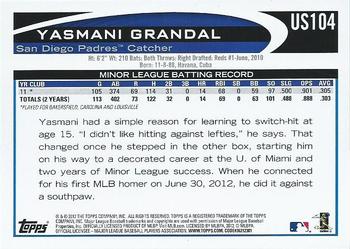 2012 Topps Update #US104 Yasmani Grandal Back