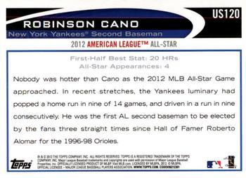 2012 Topps Update #US120 Robinson Cano Back