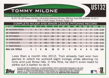 2012 Topps Update #US132 Tommy Milone Back