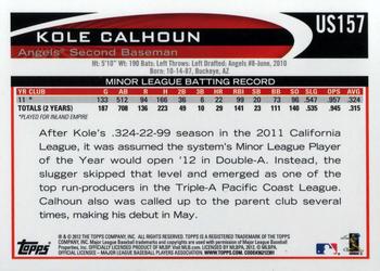 2012 Topps Update #US157 Kole Calhoun Back