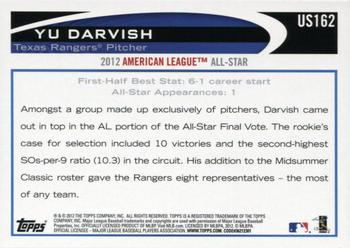 2012 Topps Update #US162 Yu Darvish Back