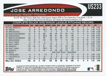 2012 Topps Update #US233 Jose Arredondo Back