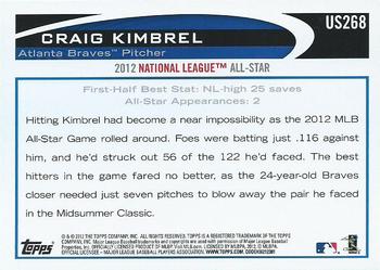 2012 Topps Update #US268 Craig Kimbrel Back