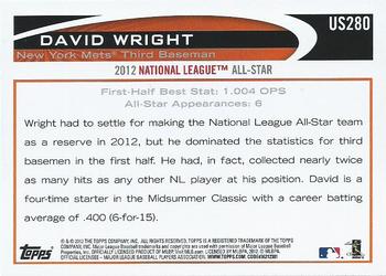 2012 Topps Update #US280 David Wright Back