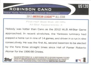 2012 Topps Update #US120 Robinson Cano Back