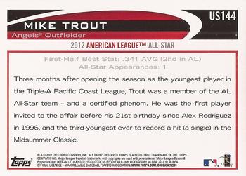 2012 Topps Update #US144 Mike Trout Back