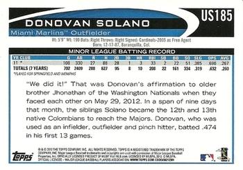 2012 Topps Update #US185 Donovan Solano Back