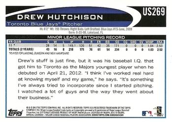 2012 Topps Update #US269 Drew Hutchison Back