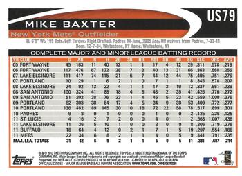 2012 Topps Update #US79 Mike Baxter Back