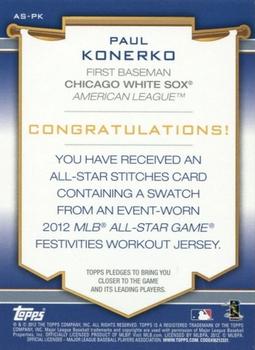 2012 Topps Update - All-Star Stitches #AS-PK Paul Konerko Back