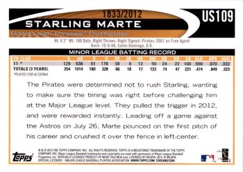 2012 Topps Update - Gold #US109 Starling Marte Back