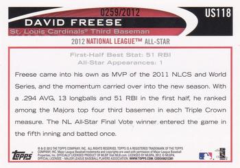 2012 Topps Update - Gold #US118 David Freese Back