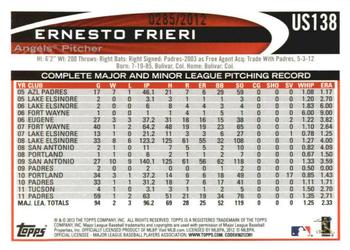 2012 Topps Update - Gold #US138 Ernesto Frieri Back