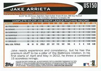 2012 Topps Update - Gold Sparkle #US150 Jake Arrieta Back