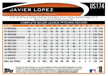 2012 Topps Update - Gold Sparkle #US174 Javier Lopez Back