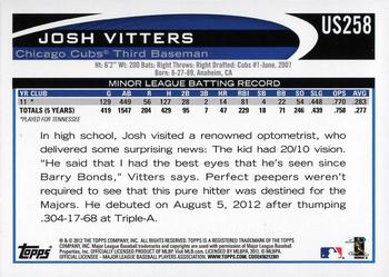 2012 Topps Update - Gold Sparkle #US258 Josh Vitters Back