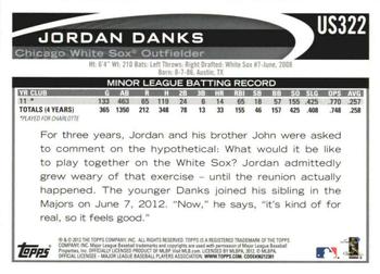 2012 Topps Update - Gold Sparkle #US322 Jordan Danks Back