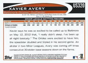 2012 Topps Update - Target Red Border #US320 Xavier Avery Back